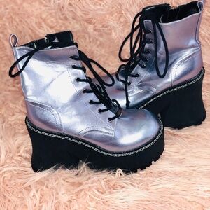 Delias Metallic Blue Platform Boots